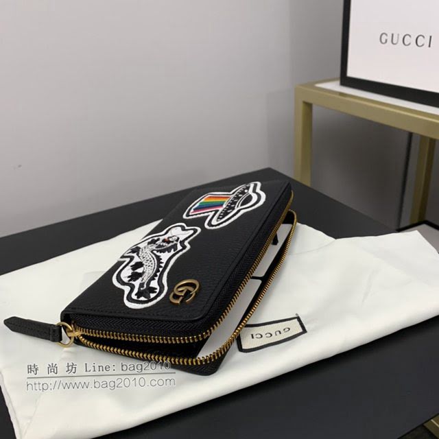 Gucci顶级男女包包 古驰飞碟刺绣贴花拉链款钱包 Gucci长夹钱包 474584  gdj1688